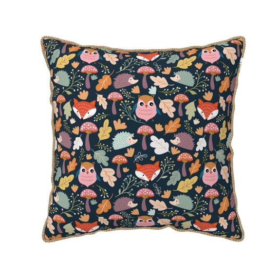 Haiem Autumn Forest Print Velvet Soft Solid Decorative Square Throw Pillow Covers Set with Elegant Piping Christmas Cushion Case for Sofa Bedroom Car-16"x16"