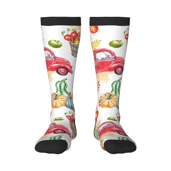 Haiem Autumn Harvest Truck Socks, Funny Novelty Crazy Design Cotton Socks Sports Socks Knee High Socks For Men, Women,1Pairs - Gift For Working Friends