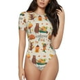thumbnail image 1 of Haiem Autumn In The Forest Women's Crew Neck Short Sleeve Bodysuit Tops Stretchy Slim Basic-XX-Large, 1 of 9