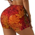 thumbnail image 1 of Haiem Autumn Leaf No Front Seam Biker Shorts for Women Yoga Workout Gym Bike Shorts with Tummy Control Moisture-Wicking-Large, 1 of 9