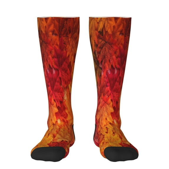 Haiem Autumn Leaf Socks, Funny Novelty Crazy Design Cotton Socks Sports Socks Knee High Socks For Men, Women,1Pairs - Gift For Working Friends