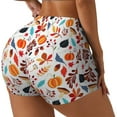 thumbnail image 1 of Haiem Autumn Pumpkins Fall Leaves No Front Seam Biker Shorts for Women Yoga Workout Gym Bike Shorts with Tummy Control Moisture-Wicking-Large, 1 of 9