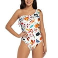 thumbnail image 1 of Haiem Autumn Pumpkins Fall Leaves Women's One Piece Swimsuits Tummy Control One Shoulder Bathing Suits Ruffle Swimwear-Medium, 1 of 8