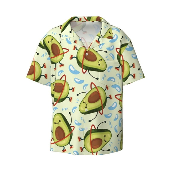 Haiem Avocado Doing Sport Men's Casual Shirts Short Sleeve Button Down Shirts Fashion Textured Summer Beach Shirt-Medium