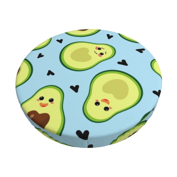 Haiem Avocado and Hearts Cushion Round Bar Chair Seat Cover Bar Chair Cushion Covers Elastic Washable Bar Chair Cover,Protects from Scratches and Stains-14 inch