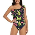 thumbnail image 1 of Haiem Avocado Love Women's One Piece Swimsuits Tummy Control One Shoulder Bathing Suits Ruffle Swimwear-Medium, 1 of 8