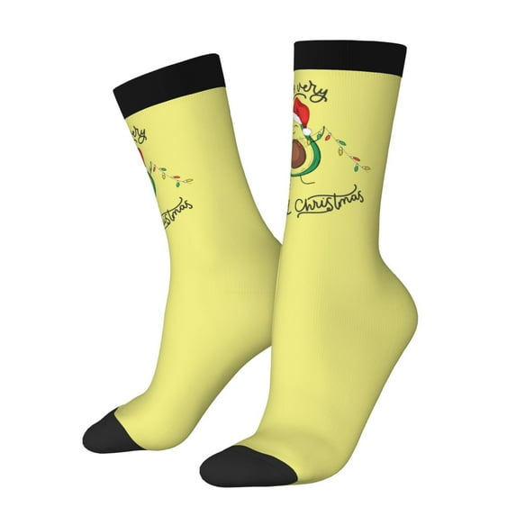 Haiem Avocado Merry Christmas Pattern Crew Socks – Soft & Durable Moisture-wicking Socks, Stay-Up Fit for Business, Work, and Casual Wear Size 5-11