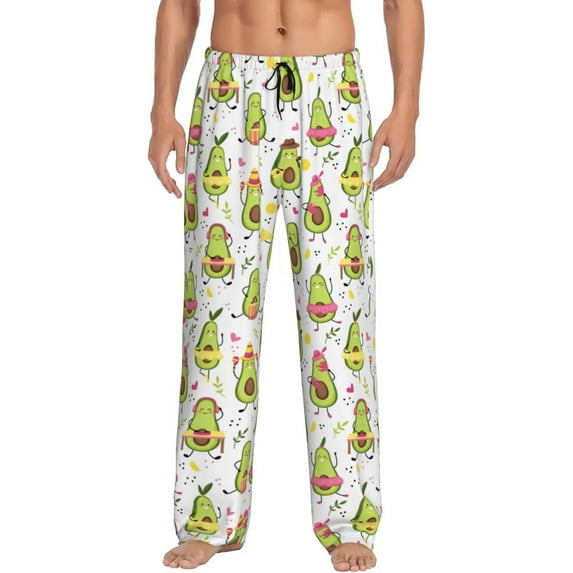 Haiem Avocado Playing Music Men's Pajama Pants Ultra Lightweight Pjs Bottoms Sleepwear Bottom Pants with Pocket Drawstring-Medium