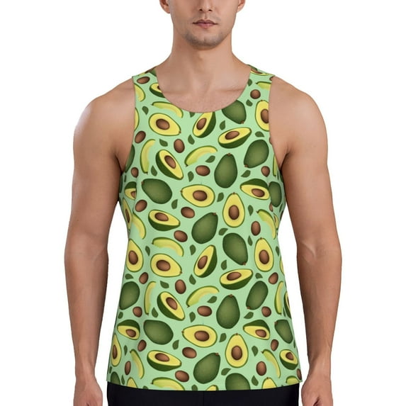 Haiem Avocado With Seeds Men Workout Tank Top Gym Bodybuilding Sleeveless Muscle T Shirts Athletic Tank Breathable Workout Shirt-4X-Large