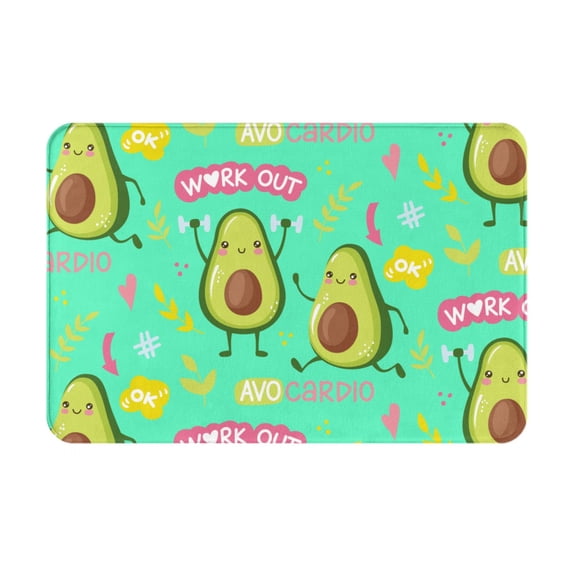 Haiem Avocado Work Out Front Door Mat Indoor Outdoor Entrance, Waterproof All-Season, All-Weather Doormat, Durable Flannel Fabric, Fade Resistant, Low Profile, 16x24in