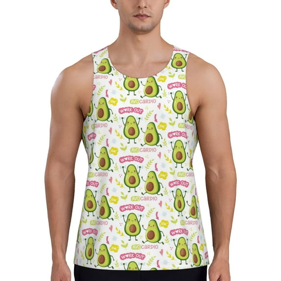 Haiem Avocado Work Out Men Workout Tank Top Gym Bodybuilding Sleeveless Muscle T Shirts Athletic Tank Breathable Workout Shirt-Small