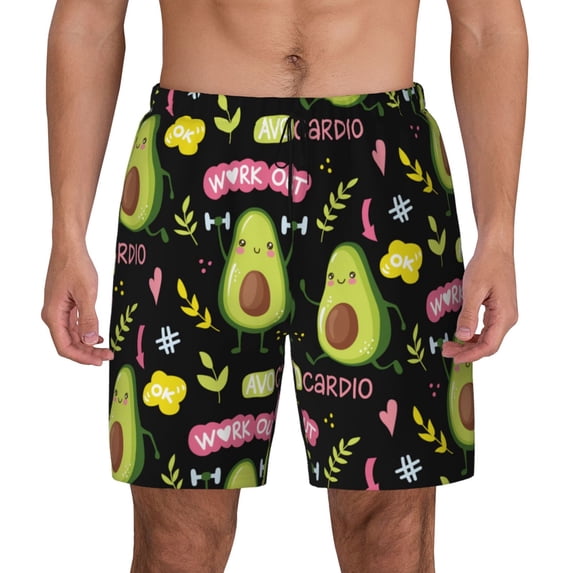 Haiem Avocado Work Out Mens Swim Trunks with Compression Liner 2 in 1 Swimming Shorts Stretch Swimwear Quick Dry,Board Shorts-XX-Large
