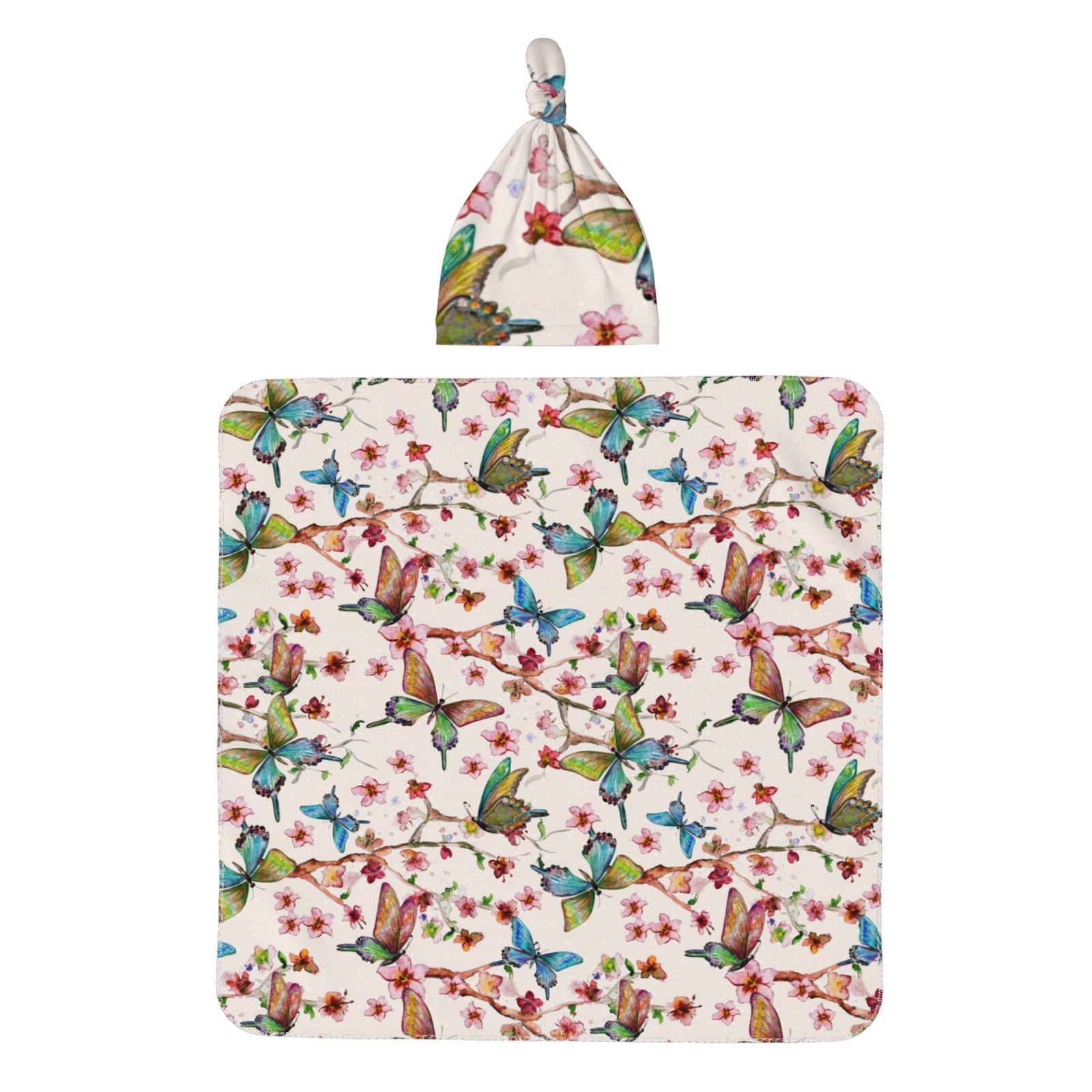 Haiem Baby Girl Newborn Receiving Blanket with Matching Headband and