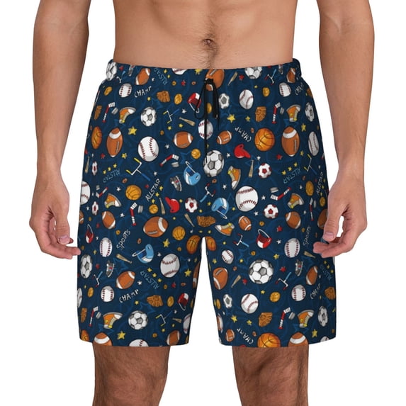Haiem Ball Sports Mens Swim Trunks with Compression Liner 2 in 1 Swimming Shorts Stretch Swimwear Quick Dry,Board Shorts-Medium
