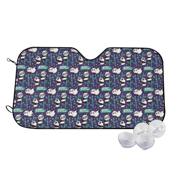 Haiem Bamboo Panda Car Windshield Sun Shade - Blocks UV Rays Sun Visor Protector, Sunshade to Keep Your Vehicle Cool, Universal Fit SUV Van Sedan-Small