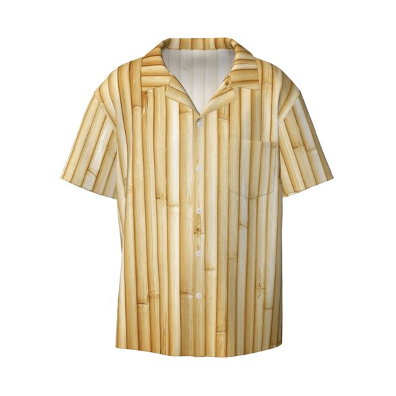 Haiem Bamboo Wall Men's Casual Shirts Short Sleeve Button Down Shirts Fashion Textured Summer Beach Shirt-X-Large