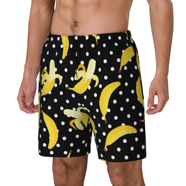 Haiem Banana Mens Swim Trunks with Compression Liner 2 in 1 Swimming
