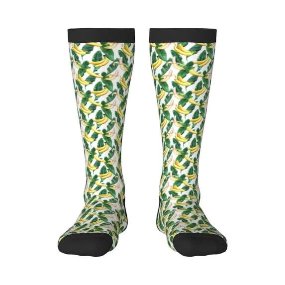 Haiem Banana Tree Leaves Socks, Funny Novelty Crazy Design Cotton Socks Sports Socks Knee High Socks For Men, Women,1Pairs - Gift For Working Friends