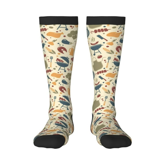 Haiem Barbecue And Grill Socks, Funny Novelty Crazy Design Cotton Socks Sports Socks Knee High Socks For Men, Women,1Pairs - Gift For Working Friends
