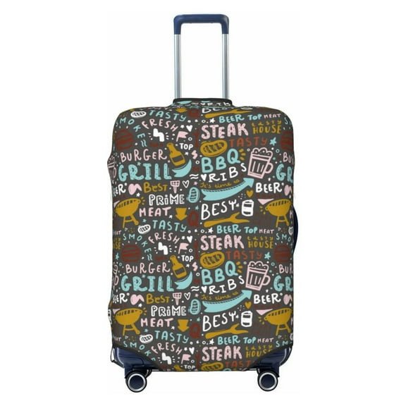 Haiem Barbeque Luggage Cover Printed Suitcase Covers for Luggage Elastic Washable Suitcase Protector Fits 18-32 Inch Luggage-Small