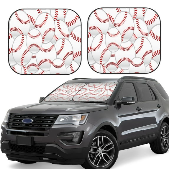 Haiem Baseballs Car Windshield Sun Shade (2 Pieces) Foldable Windshield Sun Shade Car Accessories for Truck SUV Pickup-Small