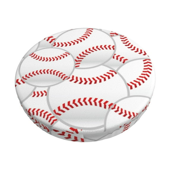 Haiem Baseballs Cushion Round Bar Chair Seat Cover Bar Chair Cushion Covers Elastic Washable Bar Chair Cover,Protects from Scratches and Stains-13 inch