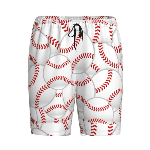 Haiem Baseballs Men's Pajama Short with Soft Woven Cotton Elastic Waistband Sleep Short-X-Large
