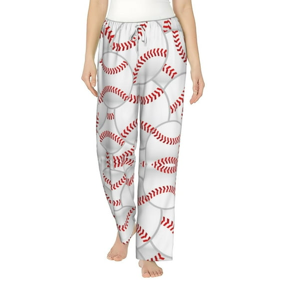 Haiem Baseballs Women's Pajama Pants Ultra Lightweight Pjs Bottoms Sleepwear Bottom Pants With Pocket Drawstring-Small