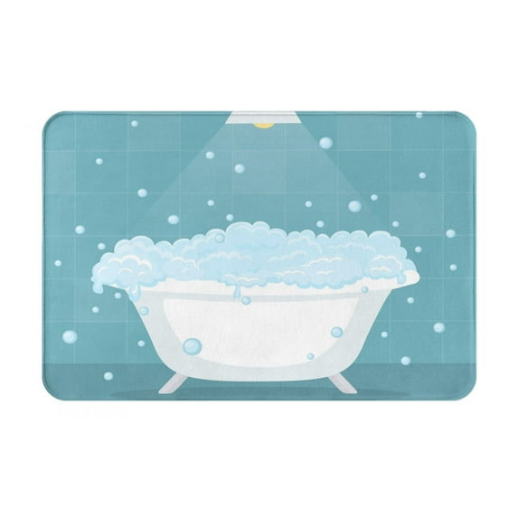 Haiem Bathtub with Soap Bubbles Front Door Mat Indoor Outdoor Entrance, Waterproof All-Season, All-Weather Doormat, Durable Flannel Fabric, Fade Resistant, Low Profile, 16x24in