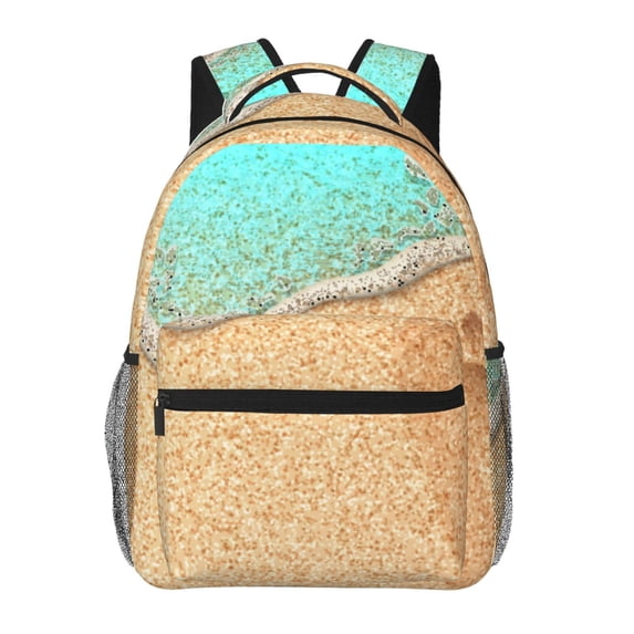 Haiem Beach Footprint Printed School Backpack,Casual Travel Lightweight Backpack,Durable Comfortable Multifunctional Backpack,Laptop Backpack