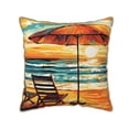 thumbnail image 1 of Haiem Beach Umbrella Sunset Print Velvet Soft Solid Decorative Square Throw Pillow Covers Set with Elegant Piping Christmas Cushion Case for Sofa Bedroom Car-16"x16", 1 of 8