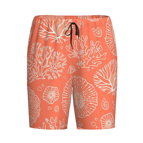 Haiem Beautiful Corals Men's Pajama Short with Soft Woven Cotton Elastic Waistband Sleep Short-XX-Large