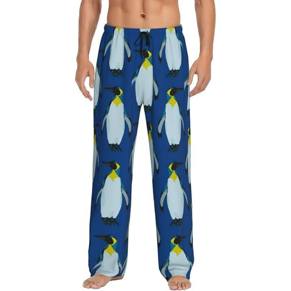 Haiem Beautiful King Penguin Pattern Men's Pajama Pants Ultra Lightweight Pjs Bottoms Sleepwear Bottom Pants with Pocket Drawstring-Medium