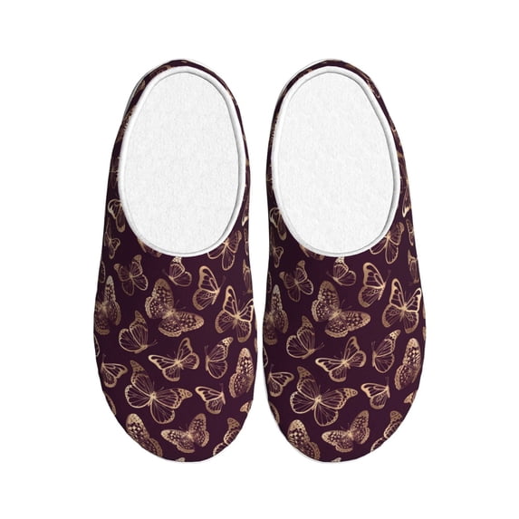 Haiem Beautiful Purple Butterflies Print Women's Fuzzy Memory Foam House Slipper Cozy Home Footwear Non-slip Winter Slippers-40/41