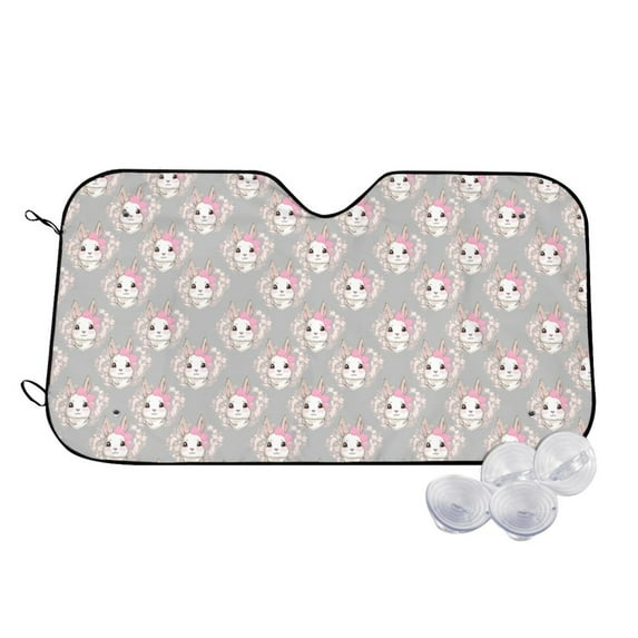 Haiem Beautiful Rabbit1 Car Windshield Sun Shade - Blocks UV Rays Sun Visor Protector, Sunshade to Keep Your Vehicle Cool, Universal Fit SUV Van Sedan-Small