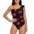 thumbnail image 1 of Haiem Beautiful Red Ladybug Women's One Piece Swimsuits Tummy Control One Shoulder Bathing Suits Ruffle Swimwear-X-Large, 1 of 8