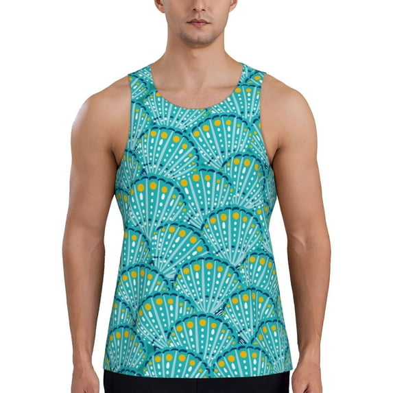 Haiem Beautiful Seashells Men Workout Tank Top Gym Bodybuilding Sleeveless Muscle T Shirts Athletic Tank Breathable Workout Shirt-XX-Large