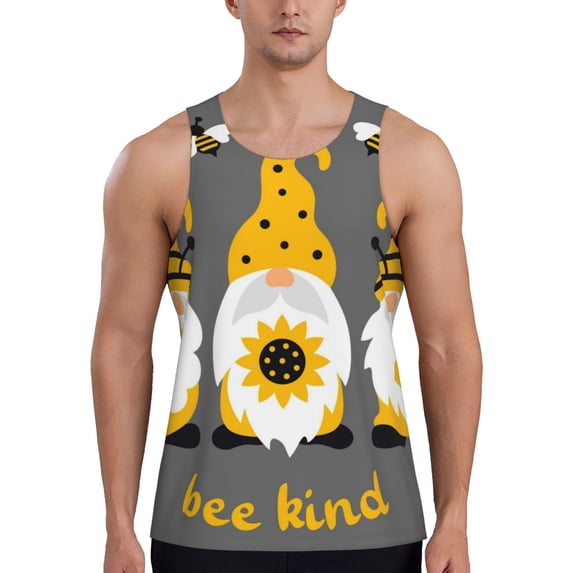 Haiem Bee Kind Men Workout Tank Top Gym Bodybuilding Sleeveless Muscle T Shirts Athletic Tank Breathable Workout Shirt-Large