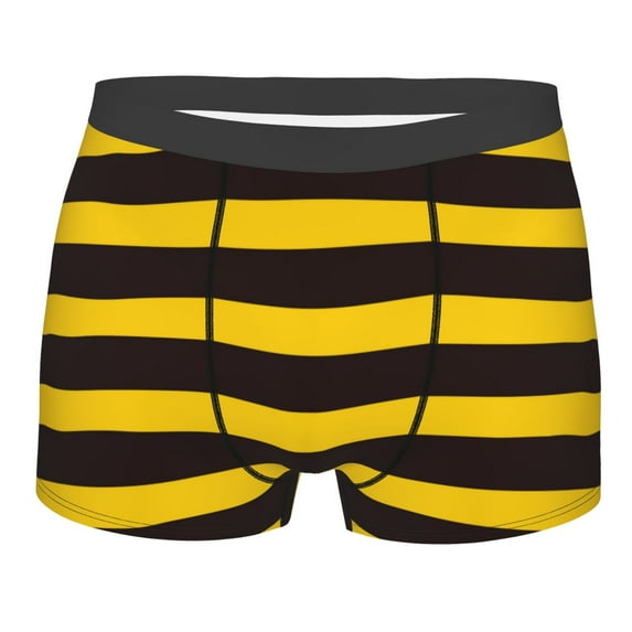 Haiem Bee Stripe Men's Boxer Briefs, Every Day Comfort Stretch Cotton Moisture-Wicking Underwear-Small