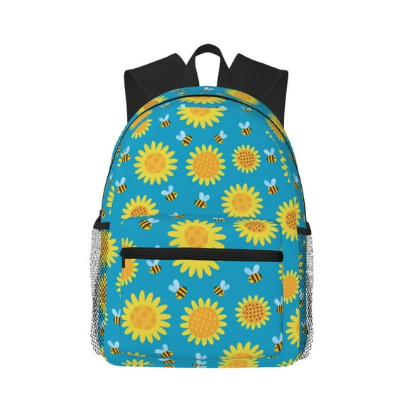 Haiem Bee Sunflower Lightweight Backpack for School, Classic Basic Water Resistant Casual Daypack for Travel with Bottle Side Pockets
