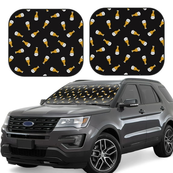 Haiem Beer Car Windshield Sun Shade (2 Pieces) Foldable Windshield Sun Shade Car Accessories for Truck SUV Pickup-Small
