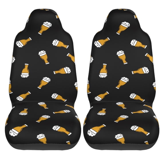 Haiem Beer Printed Car Seat Covers Set of 2, Universal Fit Car Seat Covers,Protective Seat Covers,Comfortable Car Seat Covers, Easy Installation Seat Covers, Vehicle Seat Covers