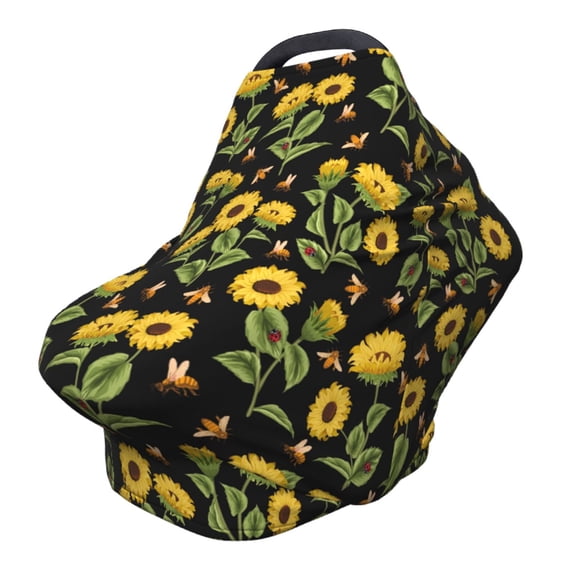Haiem Bees and Sunflowers Baby Nursing Cover & Nursing Poncho - Multi Use Cover for Baby Car Seat Canopy, Stroller Cover, 360°Full Privacy Breastfeeding Coverage
