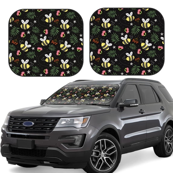 Haiem Bees Car Windshield Sun Shade (2 Pieces) Foldable Windshield Sun Shade Car Accessories for Truck SUV Pickup-Small