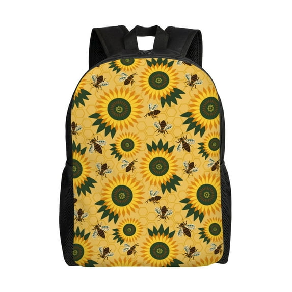 Haiem Bees and Sunflowers Backpack - Stylish and Durable 15-inch Laptop Backpack with Waterproof Oxford Fabric