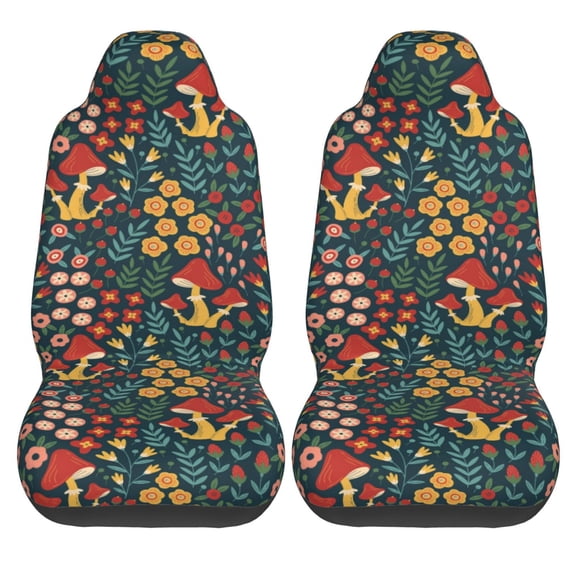 Haiem Berries and Flowers Printed Car Seat Covers Set of 2, Universal Fit Car Seat Covers,Protective Seat Covers,Comfortable Car Seat Covers, Easy Installation Seat Covers, Vehicle Seat Covers