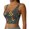 thumbnail image 1 of Haiem Berries and Flowers Pattern Womens Sports Bra - U Neck Padded Low Impact Yoga Bra Workout Crop Top Gym Moisture-Wicking Workout Vest -XX-Large, 1 of 9