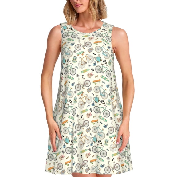 Haiem Bicycles And Boards for Women’s Summer Dresses – Casual Sleeveless Tank Loose Sundress, Lightweight Beach Dress