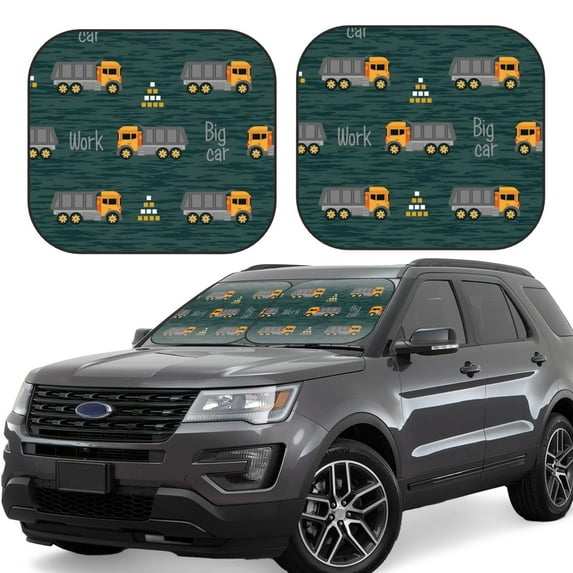 Haiem Big Machine Car Windshield Sun Shade (2 Pieces) Foldable Windshield Sun Shade Car Accessories for Truck SUV Pickup-Large