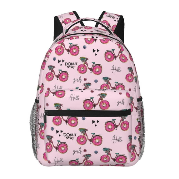 Haiem Bike with Donut Wheels Printed School Backpack,Casual Travel Lightweight Backpack,Durable Comfortable Multifunctional Backpack,Laptop Backpack